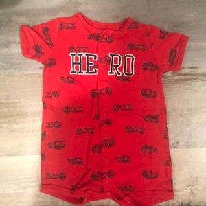 Carter’s red, hero romper
